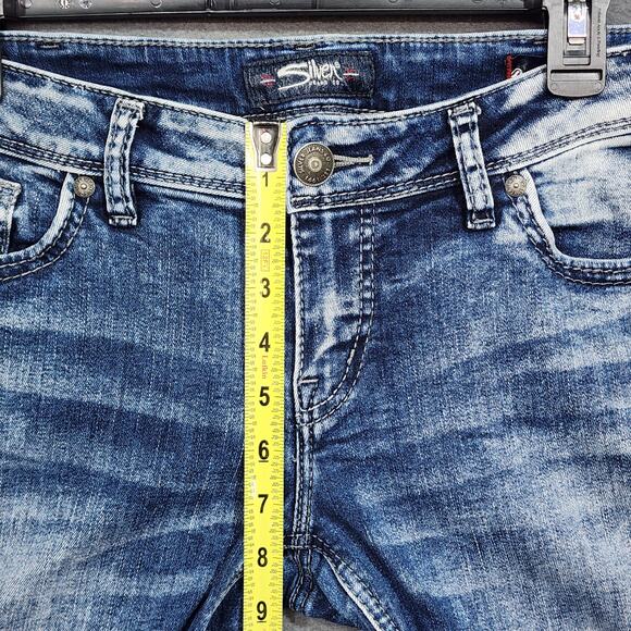 Silver Jeans AIKO Mid Ankle Skinny Mid Rise Jeans Raw Hem 30x27 - Picture 12 of 12